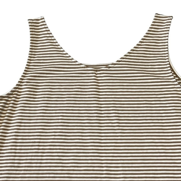 T by Talbots 180° TWO-WAY TANK - BELLEVILLE STRIPE. Tan White Size LP #1118 - Picture 2 of 6